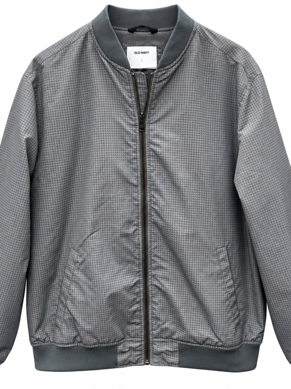 Old Navy Men’s Gray Houndstooth Bomber Jacket Size L